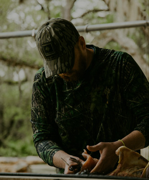 hunter butchering a turkey